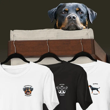 Varias camisetas com estampa de Rottweiler