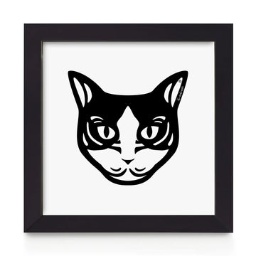 Quadro decorativo Gato Preto e Branco - Tribal