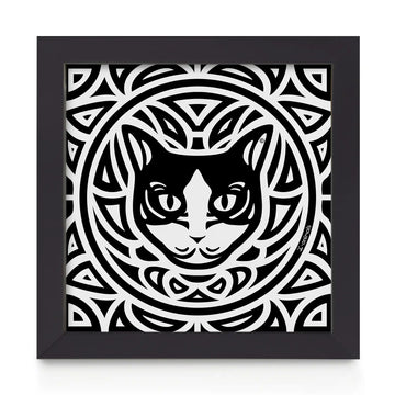 Quadro decorativo Gato Preto e Branco - Total - Tribal