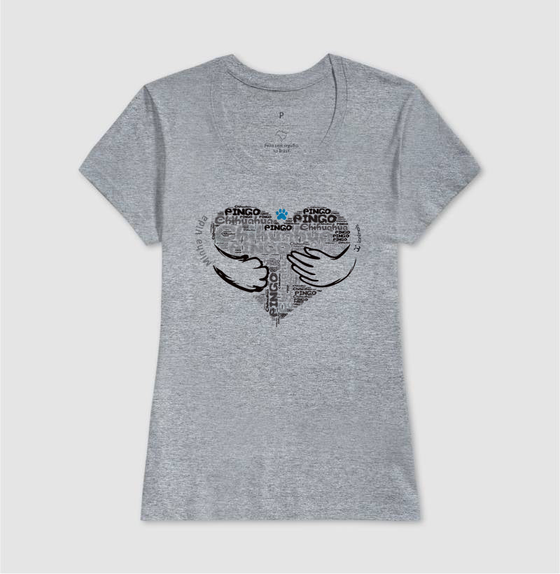 Camiseta Coração Abraço Pet - Nuvem de Palavras - Personalizada | iAnimals