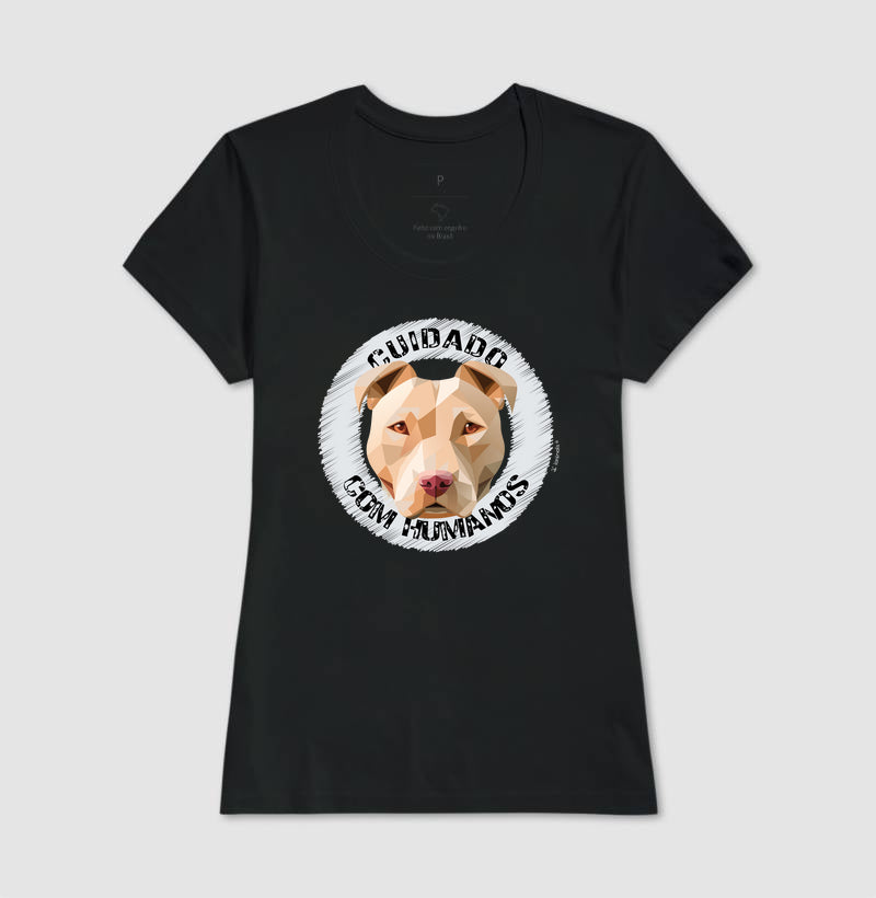Camiseta Pit Bull, Cuidado com Humanos - Geoma