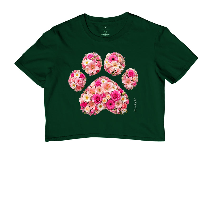 Camiseta Cropped Pata em Flor - Pets - Afeto