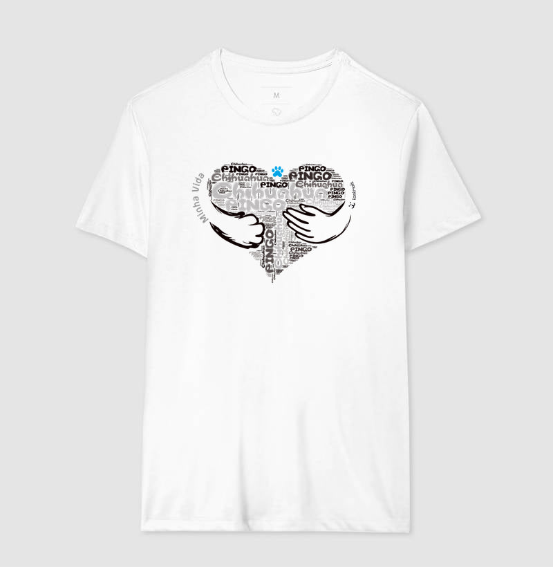 Camiseta Coração Abraço Pet - Nuvem de Palavras - Personalizada | iAnimals