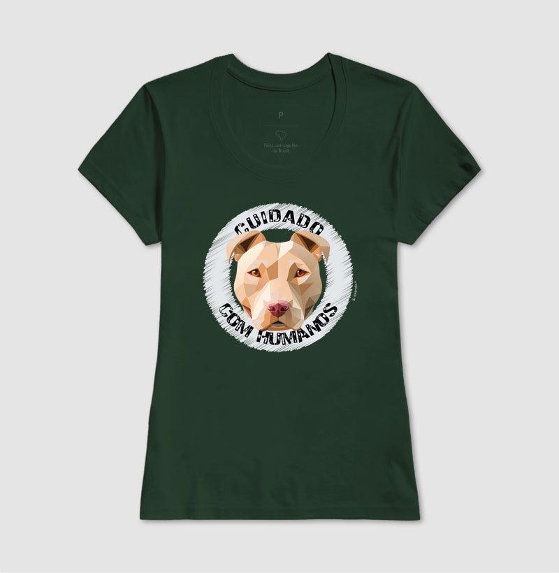 Camiseta Pit Bull, Cuidado com Humanos - Geoma