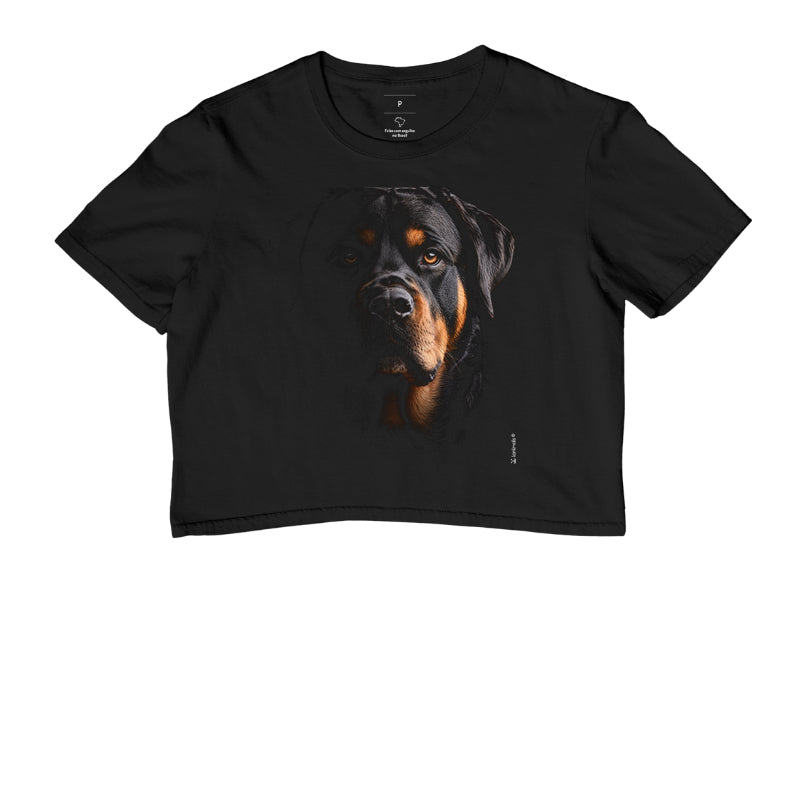 Camiseta Cropped Rottweiler - Retrato
