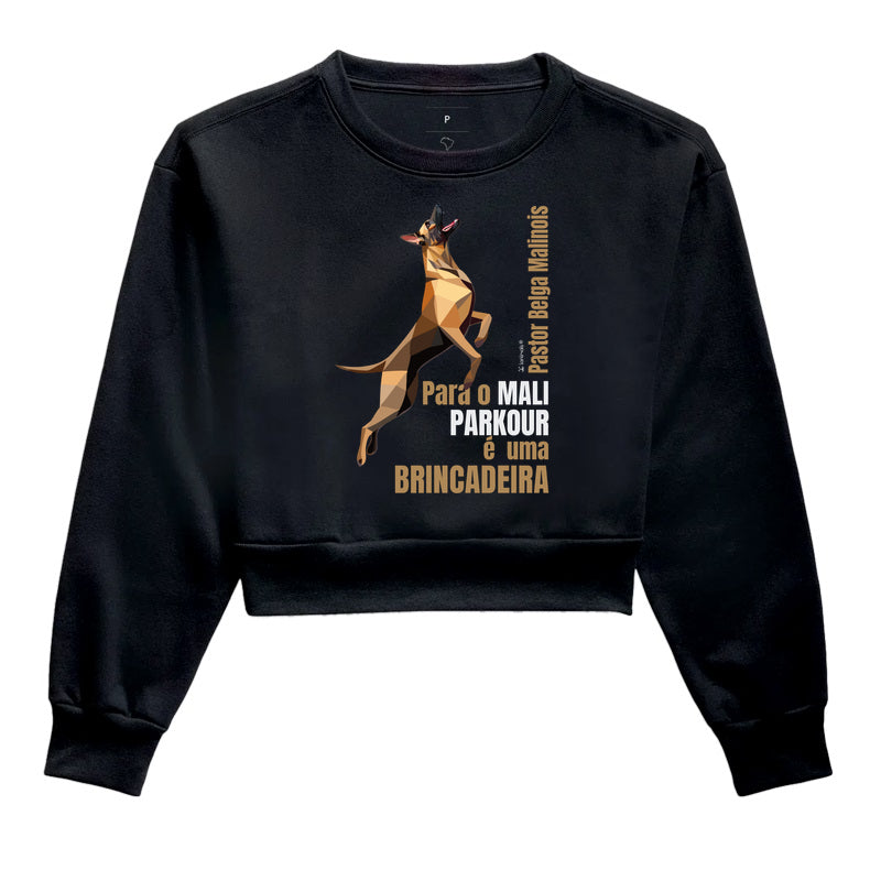 Moletom Cropped Malinois Parkour é Brincadeira