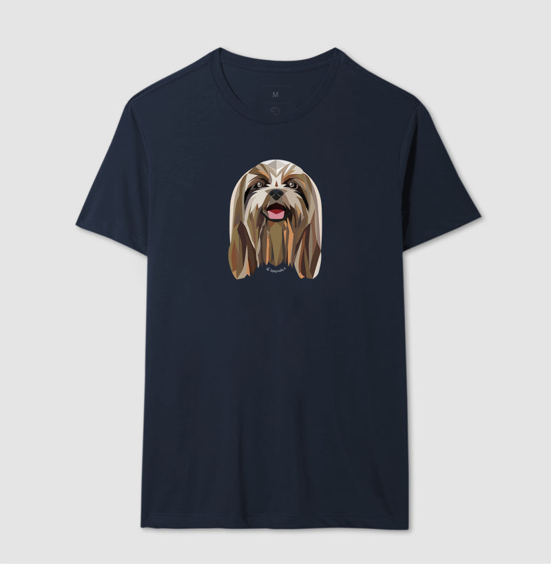 Camiseta Shih Tzu Pelo Longo Castanho - Geoma