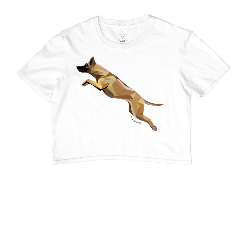 Camiseta Cropped Malinois Saltando - Perfil / Geoma