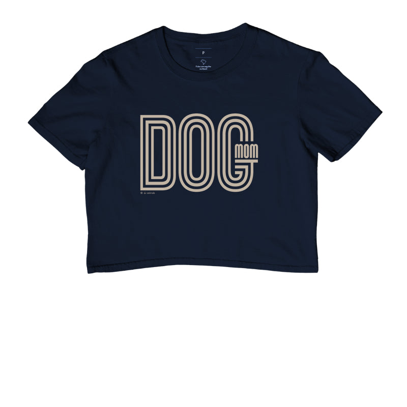 Camiseta Cropped Dog Mom iAnimals cor Azul