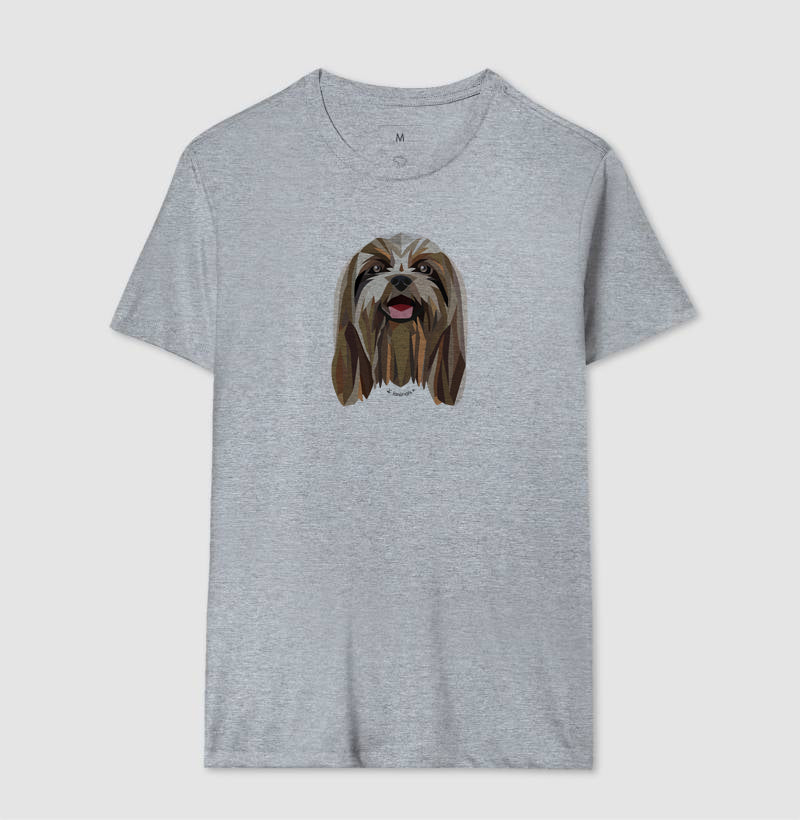 Camiseta Shih Tzu Pelo Longo Castanho - Geoma