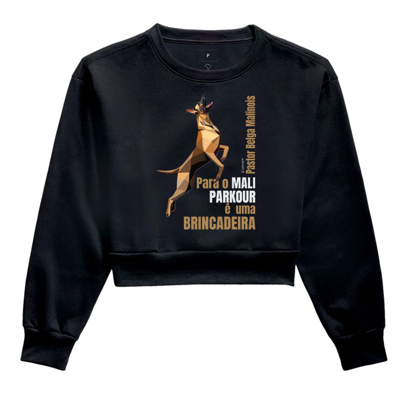 Moletom Cropped Malinois Parkour é Brincadeira