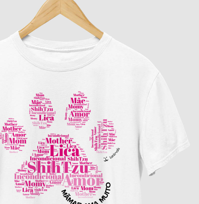 Camiseta Pata de Pet - Nuvem de Palavras - Personalizada | iAnimals