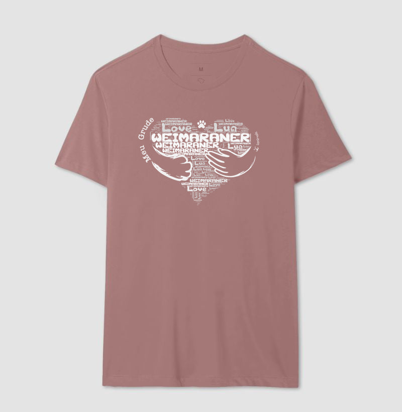 Camiseta Coração Abraço Pet - Nuvem de Palavras - Personalizada | iAnimals