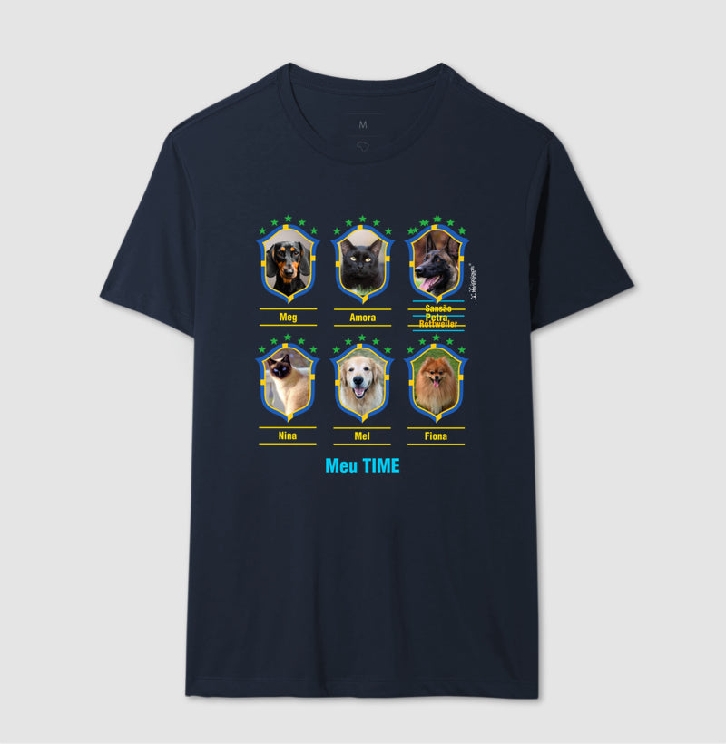 Camiseta Meu Time Pet na Copa - até 9 fotos - Personalizada