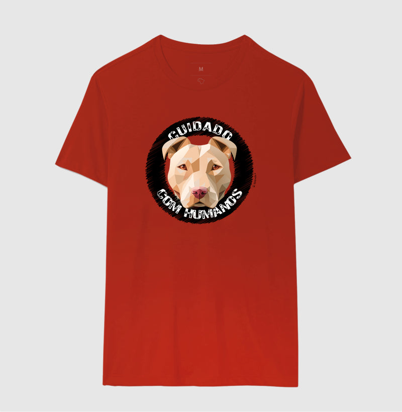 Camiseta Pit Bull, Cuidado com Humanos - Geoma