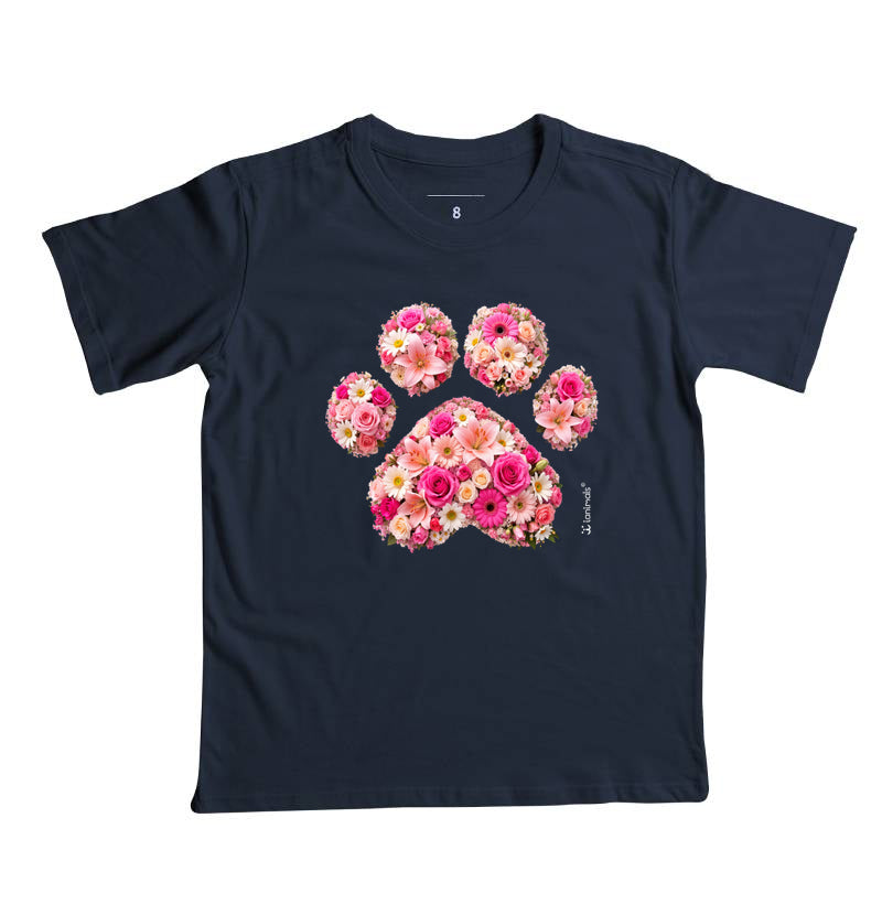 Camiseta Infantil Pata em Flor - Pets - Afeto
