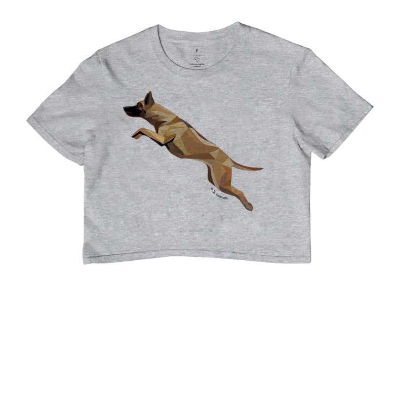 Camiseta Cropped Malinois Saltando - Perfil / Geoma