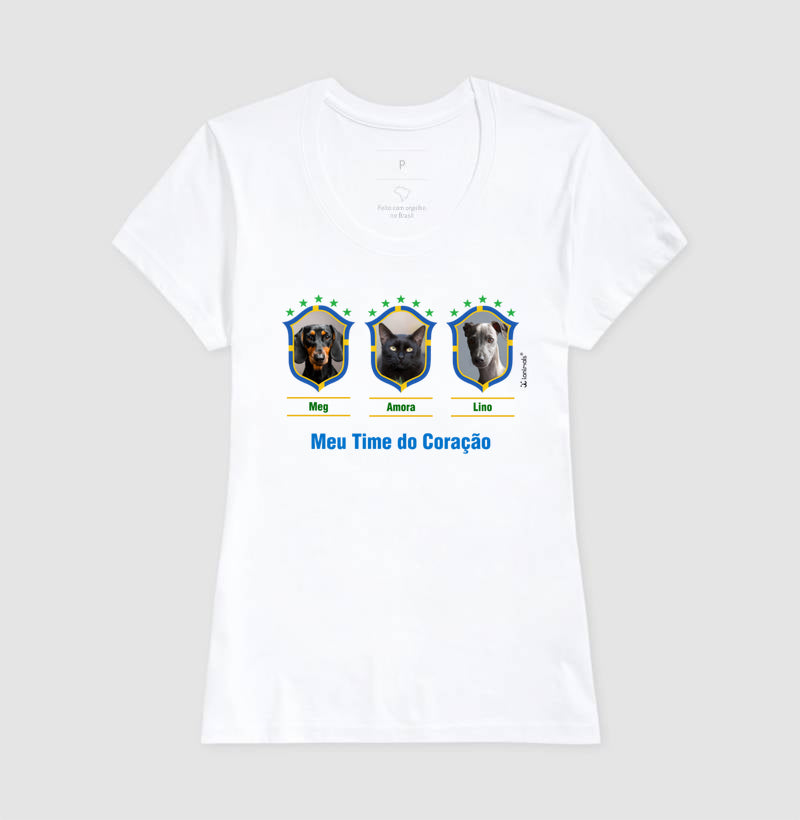 Camiseta Meu Time Pet Brasil - até 9 fotos - Personalizada