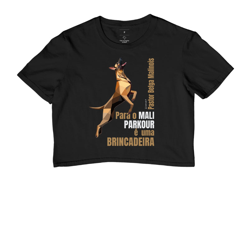 Camiseta Cropped Malinois Parkour é Brincadeira