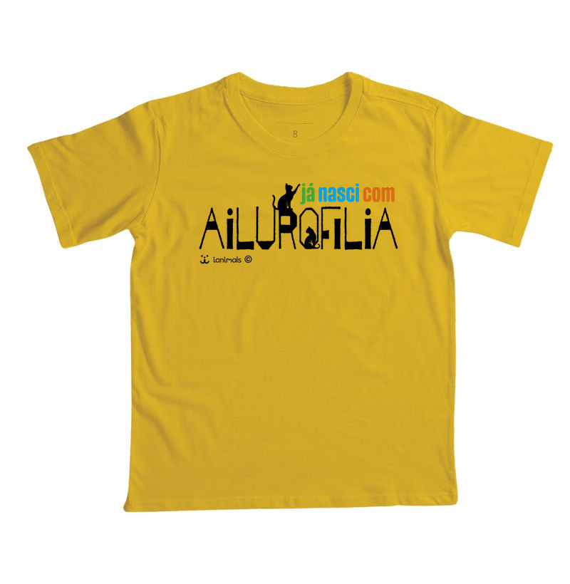 Camiseta Infatil Já nasci com Ailurofilia - Afeto