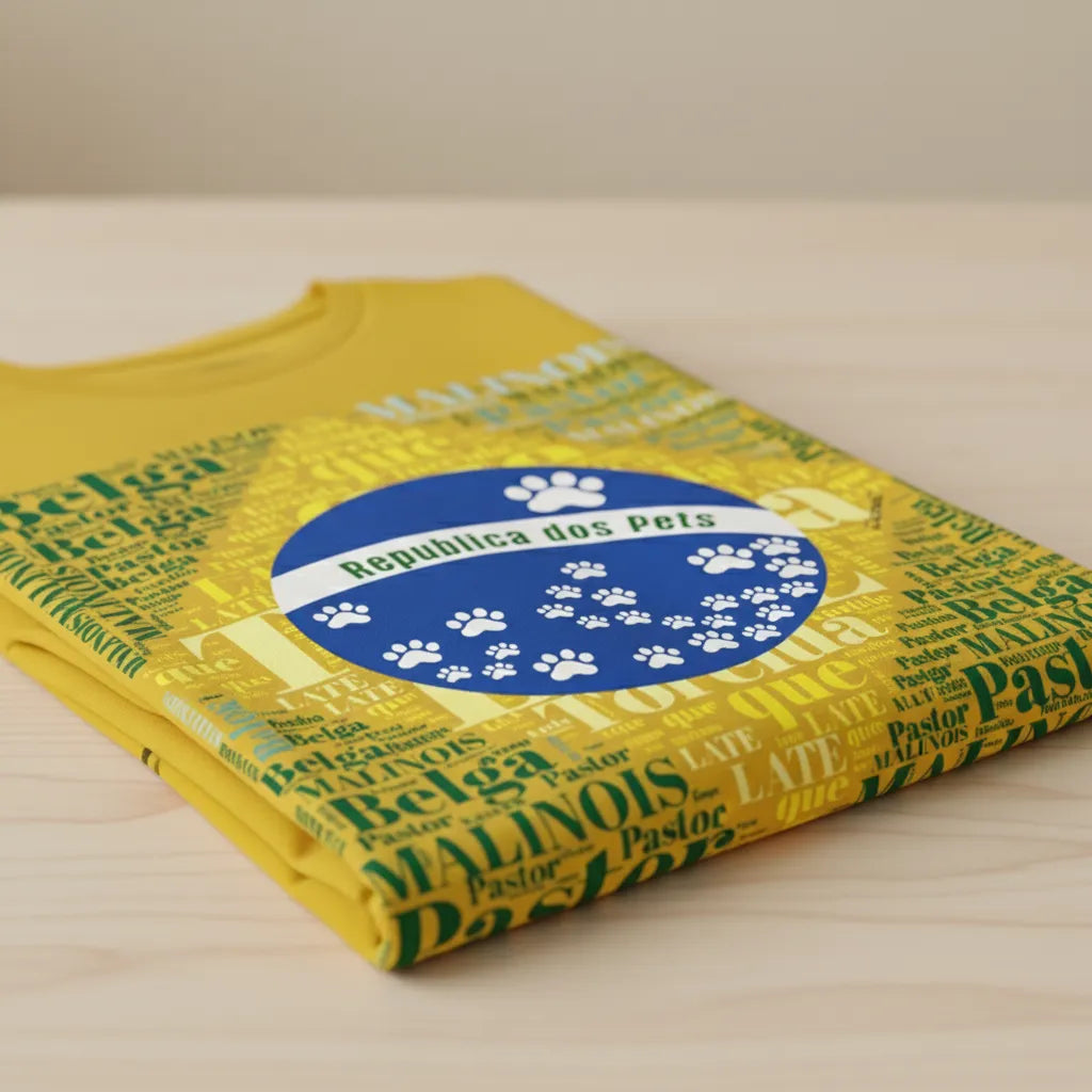 Camiseta Bandeira Brasil Pet - Nuvem de Palavras  - Personalizada