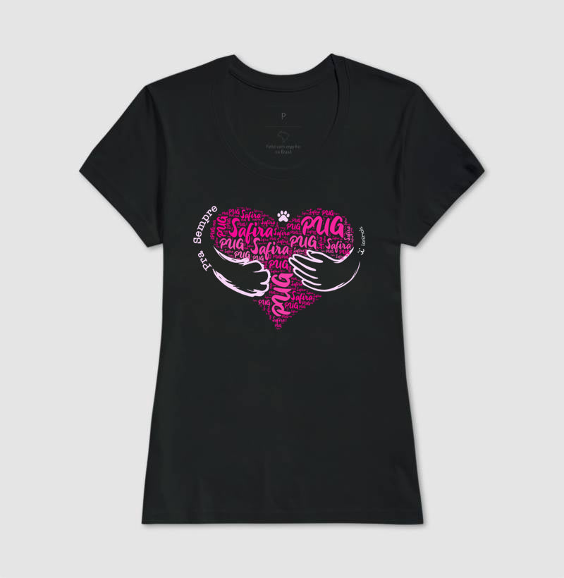 Camiseta Coração Abraço Pet - Nuvem de Palavras - Personalizada | iAnimals