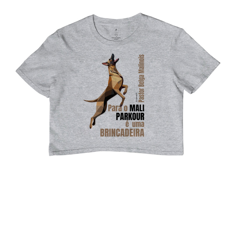 Camiseta Cropped Malinois Parkour é Brincadeira