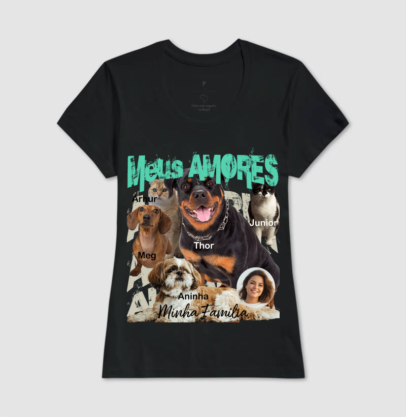 Camiseta Personalizada Bootleg Pets - até 6 fotos