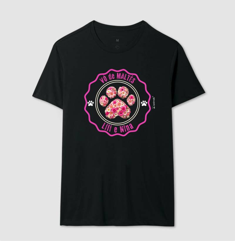 Camiseta Pata Floral com Nome do Pet - Personalizada