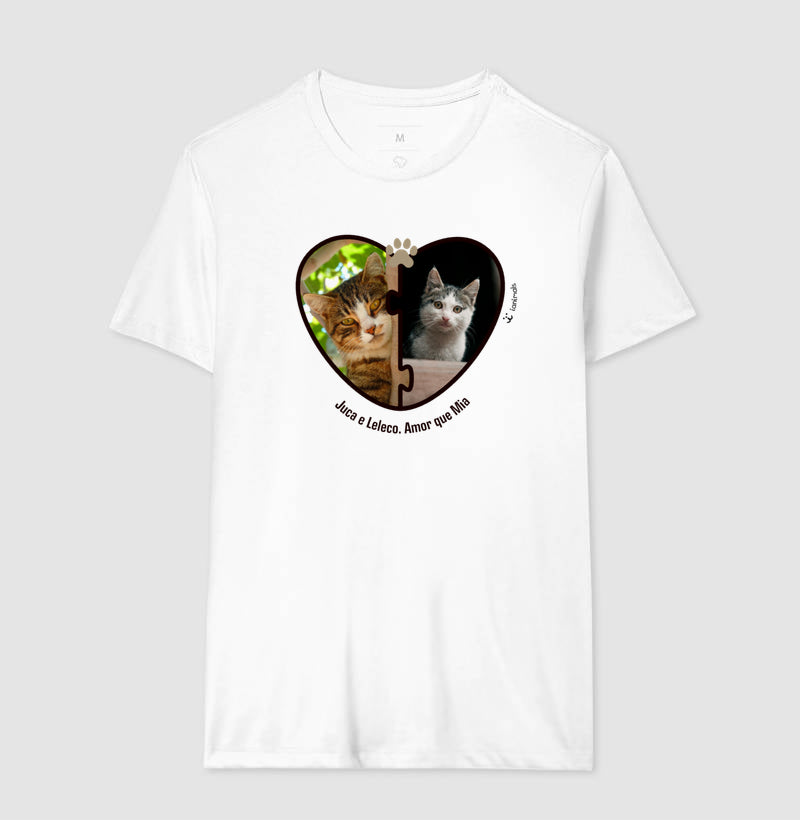 Camiseta Coração Puzzle Foto Pet - Personalizada