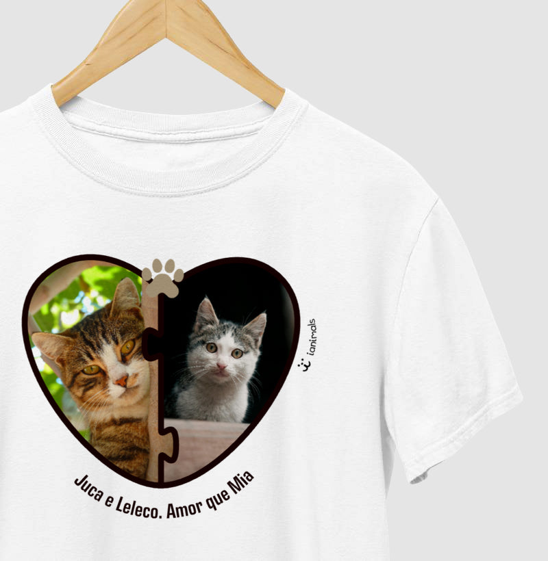 Camiseta Coração Puzzle Foto Pet - Personalizada