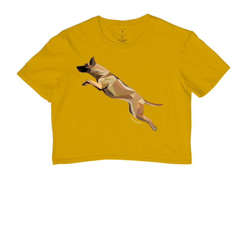 Camiseta Cropped Malinois Saltando - Perfil / Geoma