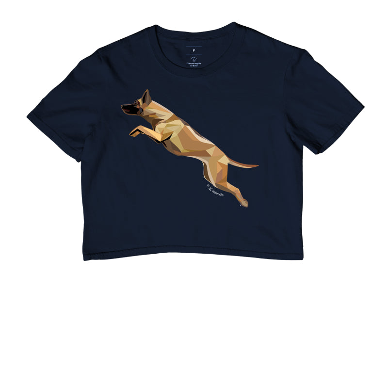 Camiseta Cropped Malinois Saltando - Perfil / Geoma