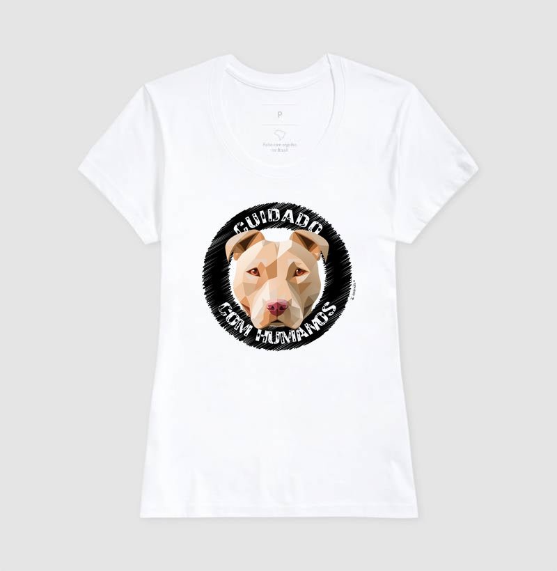 Camiseta Pit Bull, Cuidado com Humanos - Geoma