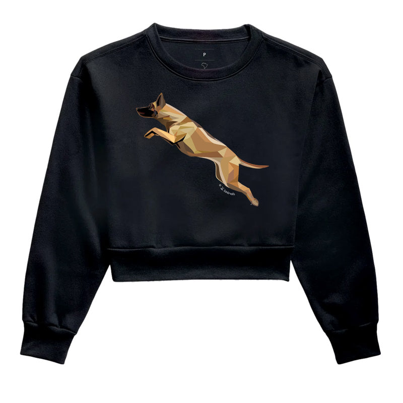 Moletom Cropped Malinois Saltando - Perfil / Geoma