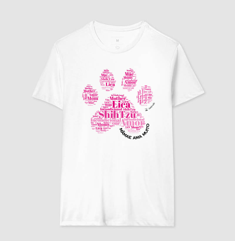 Camiseta Pata de Pet - Nuvem de Palavras - Personalizada | iAnimals