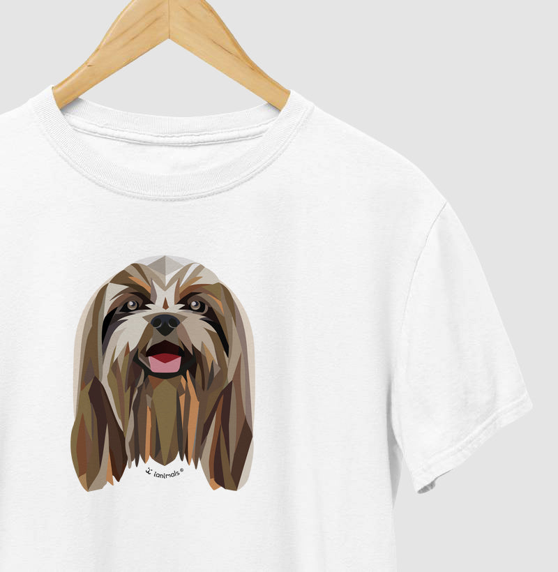 Camiseta Shih Tzu Pelo Longo Castanho - Geoma