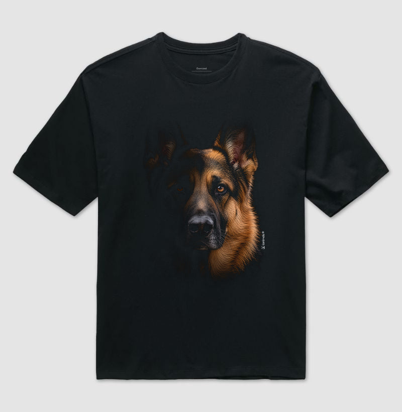 Camiseta Oversized Pastor Alemão - Retrato
