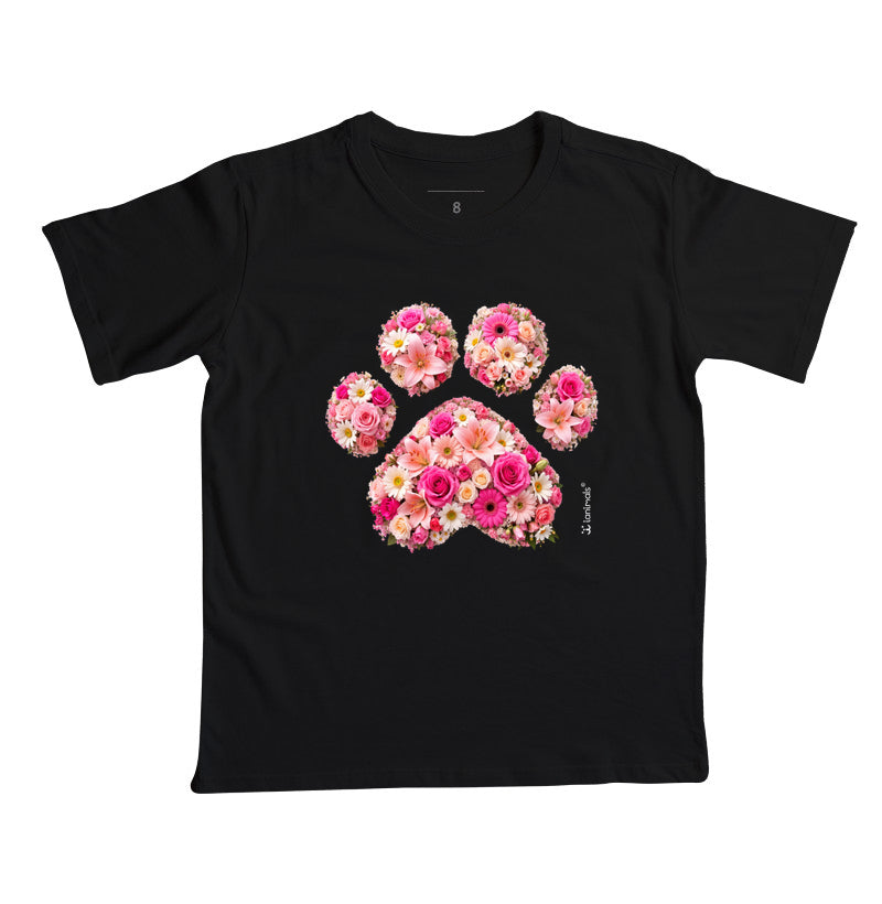 Camiseta Infantil Pata em Flor - Pets - Afeto