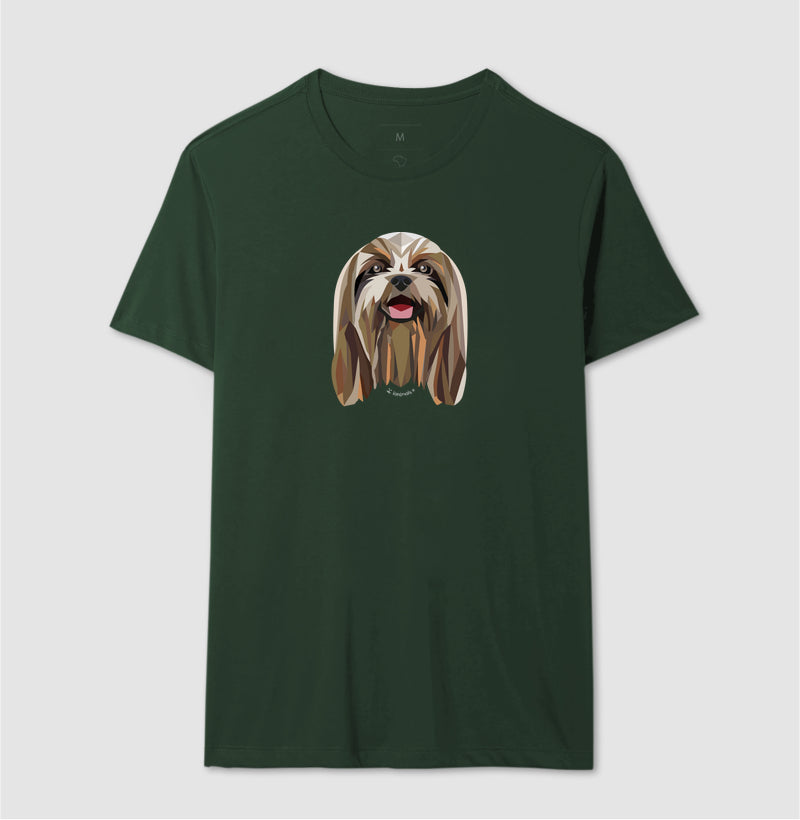 Camiseta Shih Tzu Pelo Longo Castanho - Geoma