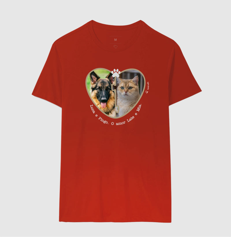 Camiseta Coração Puzzle Foto Pet - Personalizada