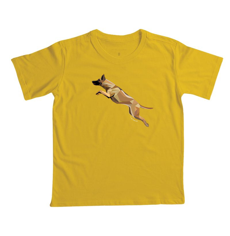 Camiseta Infantil Malinois Saltando - Perfil / Geoma
