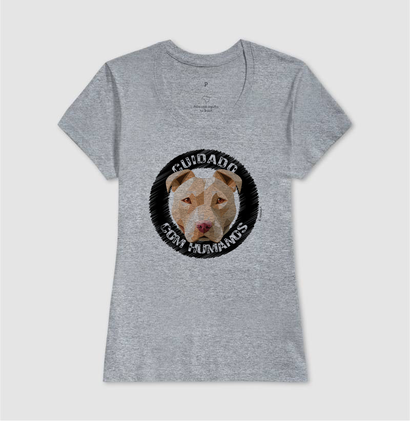 Camiseta Pit Bull, Cuidado com Humanos - Geoma