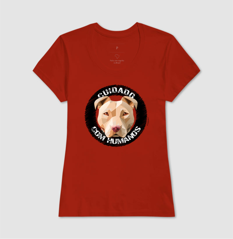 Camiseta Pit Bull, Cuidado com Humanos - Geoma