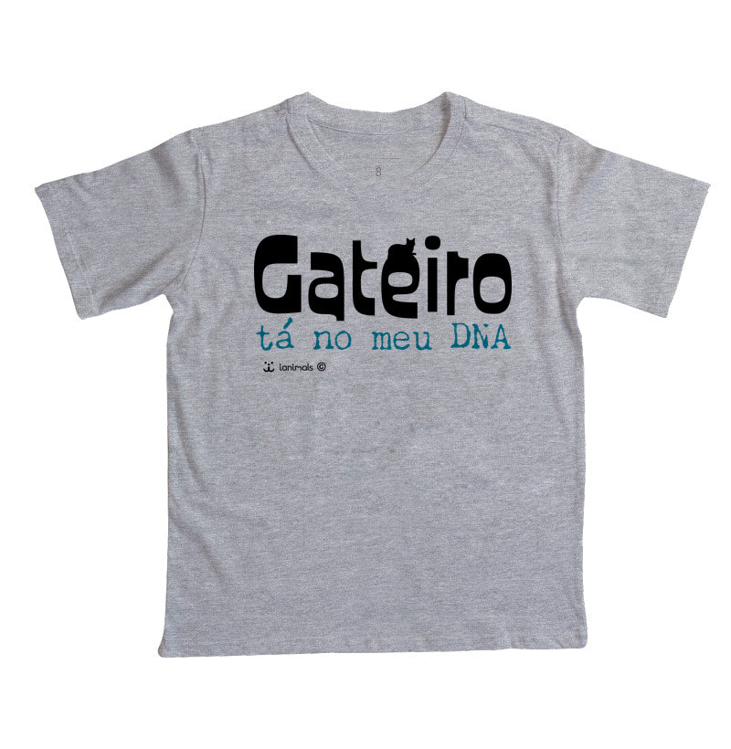 Camiseta Infantil Gateiro tá no meu DNA - Afeto
