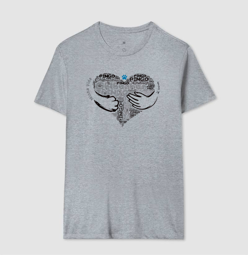 Camiseta Coração Abraço Pet - Nuvem de Palavras - Personalizada | iAnimals