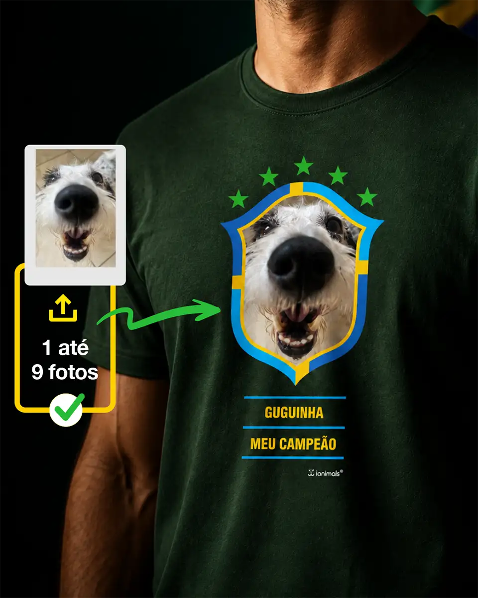 Camiseta Meu Time Pet Brasil - até 9 fotos - Personalizada