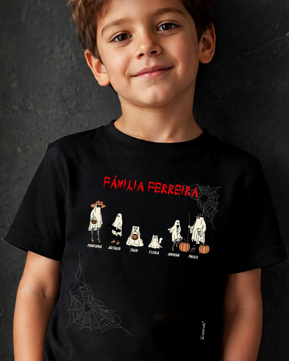 Camiseta Infantil Halloween Familia Ghost - até 10 nomes - Personalizada