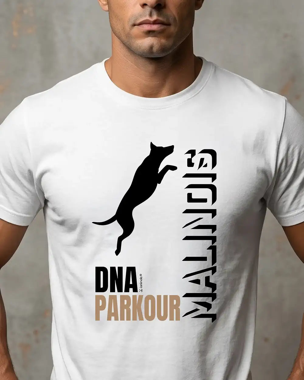 Camiseta Malinois DNA Parkur-iAnimals-branca