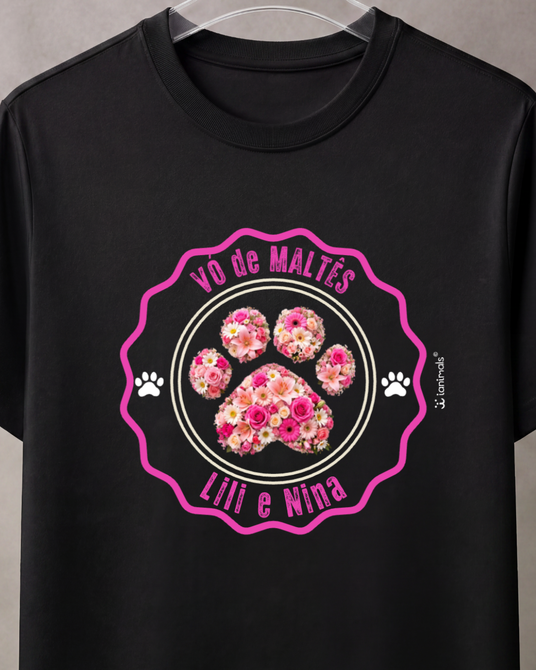Camiseta Pata Floral com Nome do Pet - Personalizada